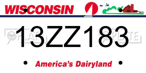 13ZZ183 Wisconsin License Plate