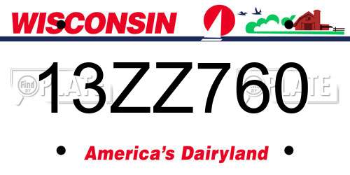 13ZZ760 Wisconsin License Plate