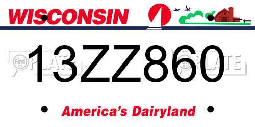 13ZZ860 Wisconsin License Plate