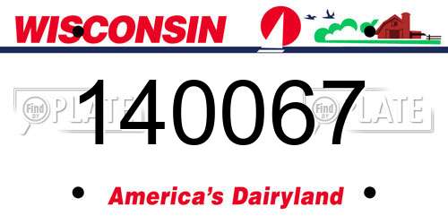140067 Wisconsin License Plate
