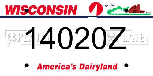 14020Z Wisconsin License Plate