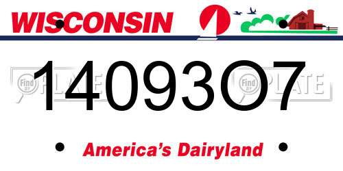 14093O7 Wisconsin License Plate