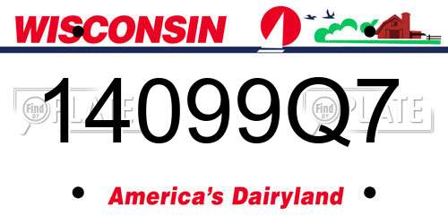 14099Q7 Wisconsin License Plate