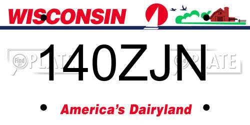 140ZJN Wisconsin License Plate
