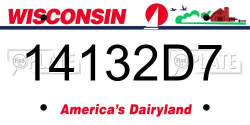 14132D7 Wisconsin License Plate