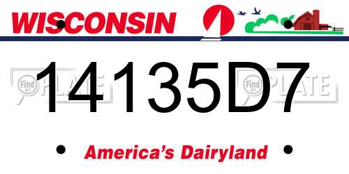14135D7 Wisconsin License Plate