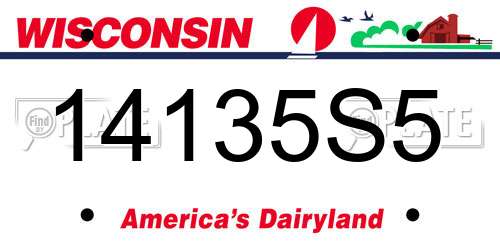 14135S5 Wisconsin License Plate