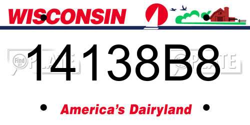14138B8 Wisconsin License Plate
