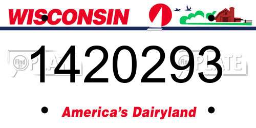 1420293 Wisconsin License Plate