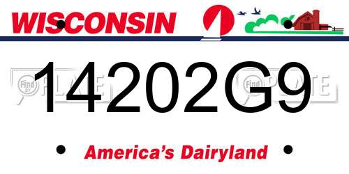 14202G9 Wisconsin License Plate