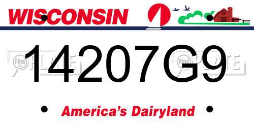 14207G9 Wisconsin License Plate