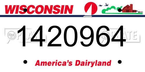 1420964 Wisconsin License Plate