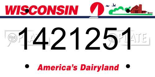 1421251 Wisconsin License Plate