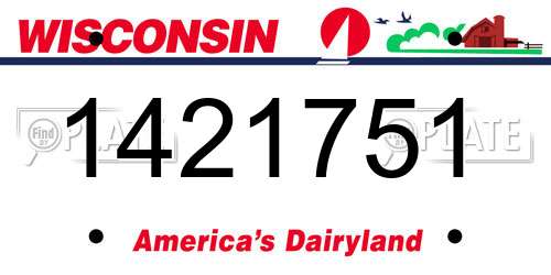 1421751 Wisconsin License Plate
