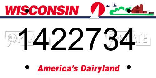1422734 Wisconsin License Plate