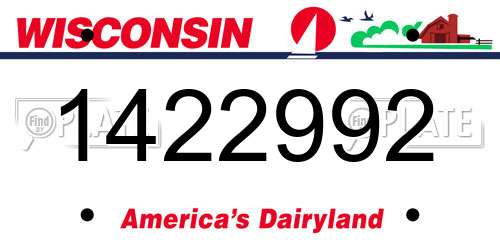 1422992 Wisconsin License Plate