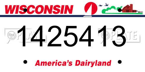 1425413 Wisconsin License Plate