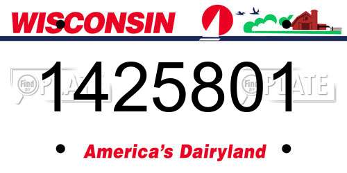 1425801 Wisconsin License Plate