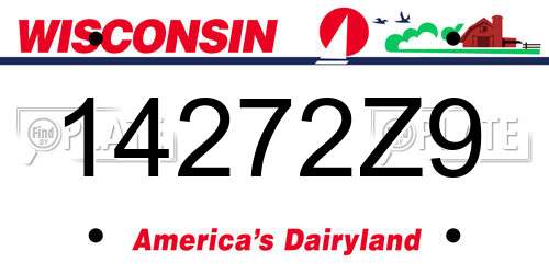 14272Z9 Wisconsin License Plate