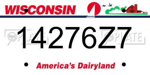 14276Z7 Wisconsin License Plate