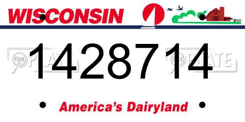 1428714 Wisconsin License Plate