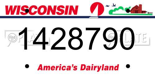 1428790 Wisconsin License Plate