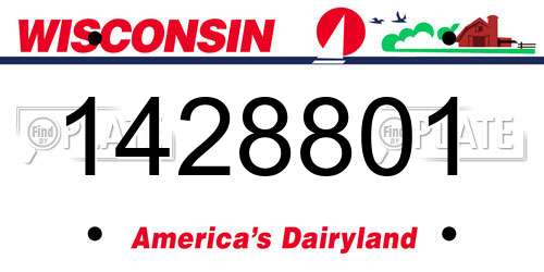 1428801 Wisconsin License Plate