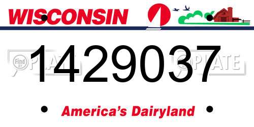 1429037 Wisconsin License Plate