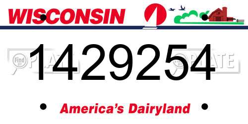 1429254 Wisconsin License Plate