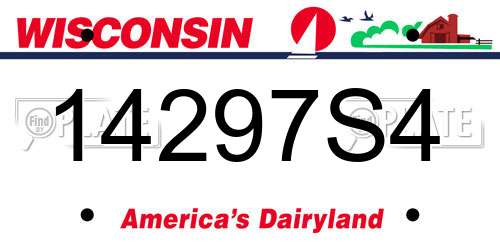 14297S4 Wisconsin License Plate