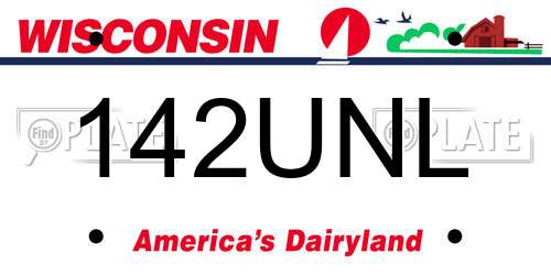 142UNL Wisconsin License Plate