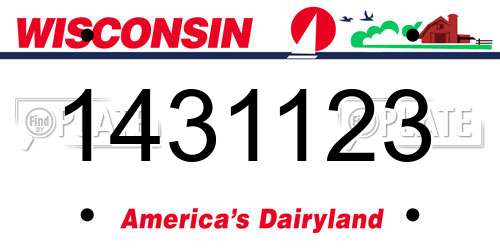 1431123 Wisconsin License Plate