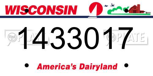 1433017 Wisconsin License Plate