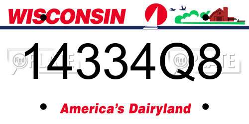 14334Q8 Wisconsin License Plate