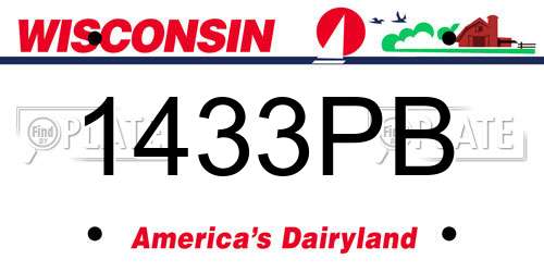 1433PB Wisconsin License Plate