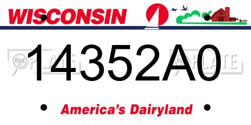 14352A0 Wisconsin License Plate