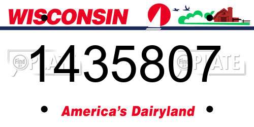 1435807 Wisconsin License Plate