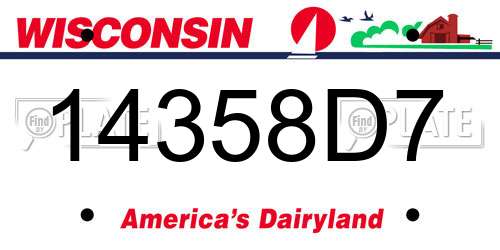 14358D7 Wisconsin License Plate