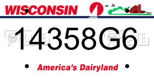 14358G6 Wisconsin License Plate