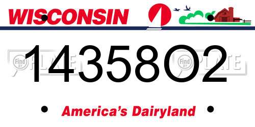 14358O2 Wisconsin License Plate