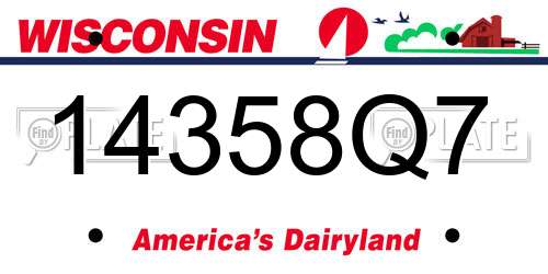 14358Q7 Wisconsin License Plate