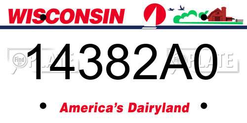 14382A0 Wisconsin License Plate