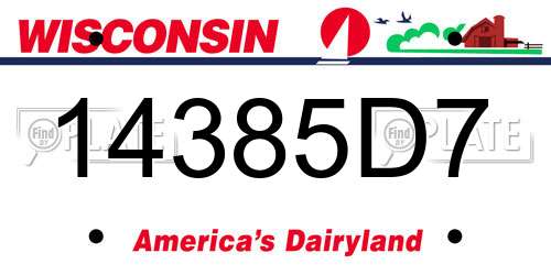 14385D7 Wisconsin License Plate