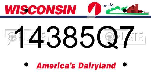 14385Q7 Wisconsin License Plate
