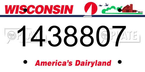 1438807 Wisconsin License Plate