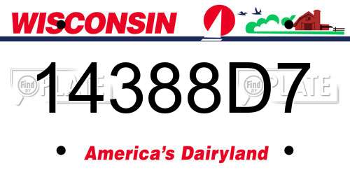 14388D7 Wisconsin License Plate