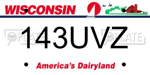 143UVZ Wisconsin License Plate