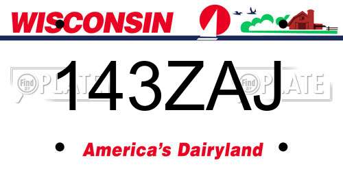 143ZAJ Wisconsin License Plate