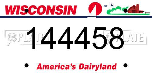 144458 Wisconsin License Plate