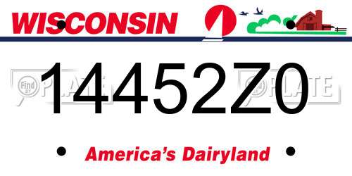 14452Z0 Wisconsin License Plate